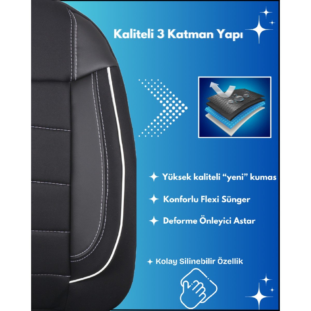 110000980012812.jpg Z&C MAXTECH Her Araca Uyumlu Oto Koltuk Kılıfı Tam Set Cover B - Görsel 4