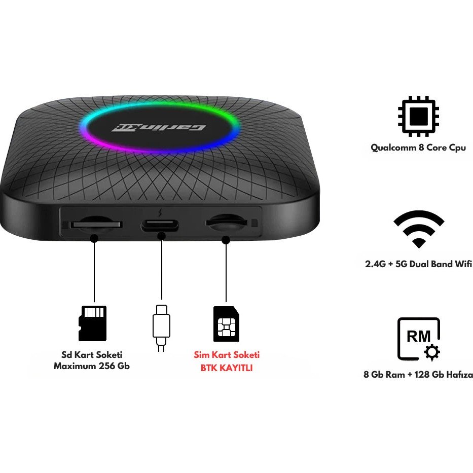 110000996382039.jpg Carlinkit Tbox Max Ambient Android 13.0 Carplay disney, Prime Netflix - Görsel 4