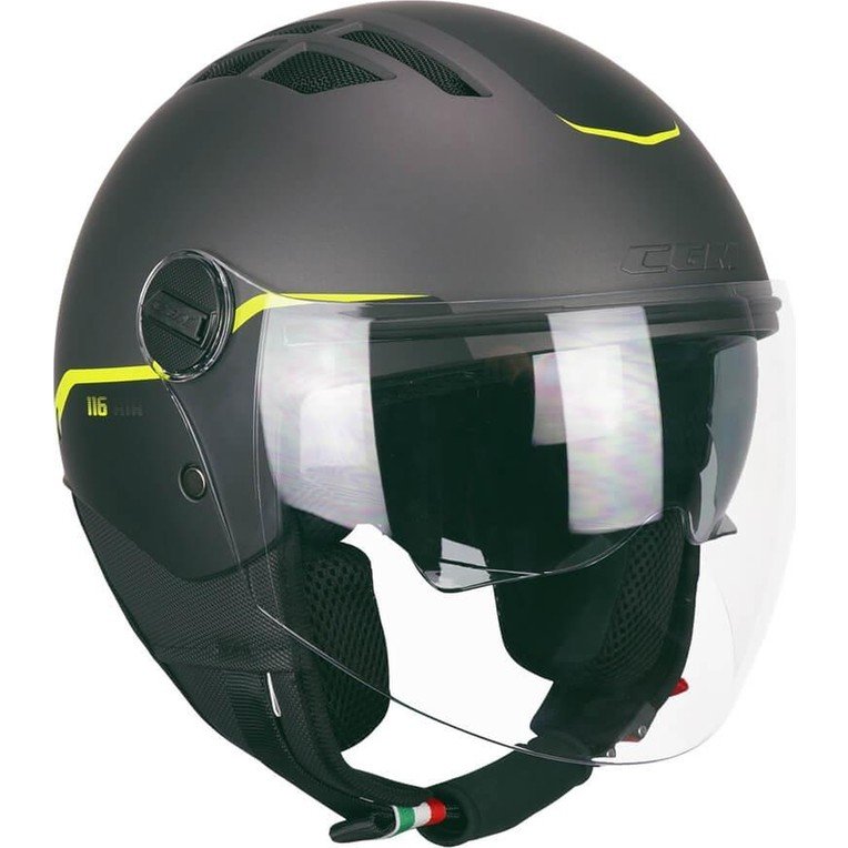 110000997268157.jpg Cgm 116G Aır Bıco Açık Kask Gri-Siyah-Sarı Uzun Vizör+Güneş Vizörlü -L - Görsel 2