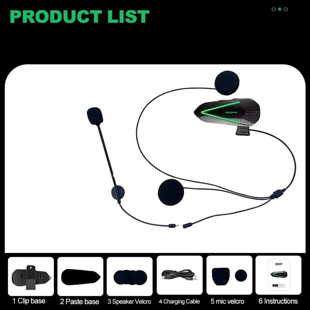 110001000793254.jpg Motosiklet Kask Kulaklık C60 2x ,100METRE 2 Cihaz Bağlanabilme Özellikli Interkom LED Işıklı - Görsel 2