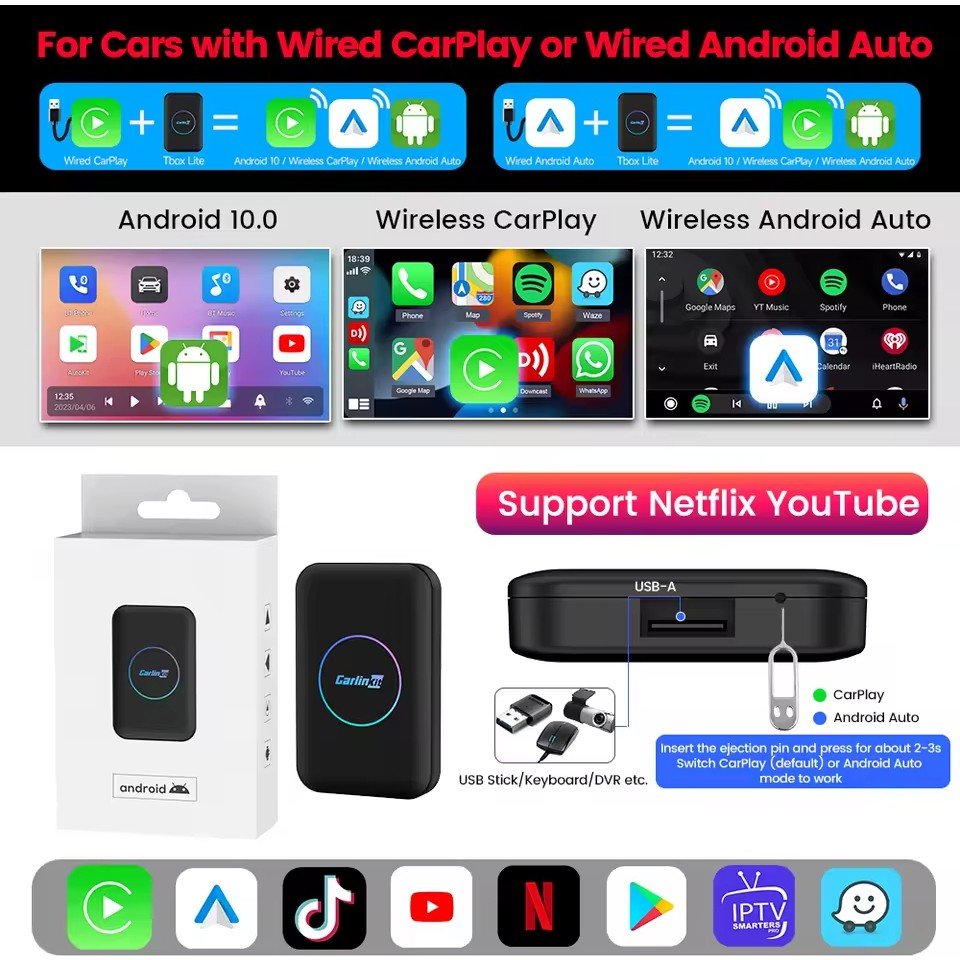 110001007227223.jpg Tbox Lite S Kablosuz Carplay 4gb Ram 32GB Rom Android Youtube Netflix Video Oynatma Mini HDMI Girişi - Görsel 4