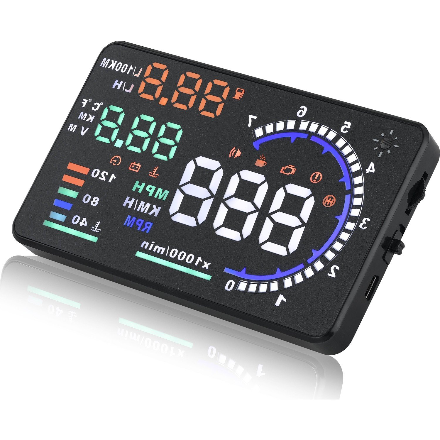 9826419638322.jpg HUD A8 5.5 İnç Head Up Display OBD Araç Bilgisi Cam Yansıtma Cihazı - Görsel 2