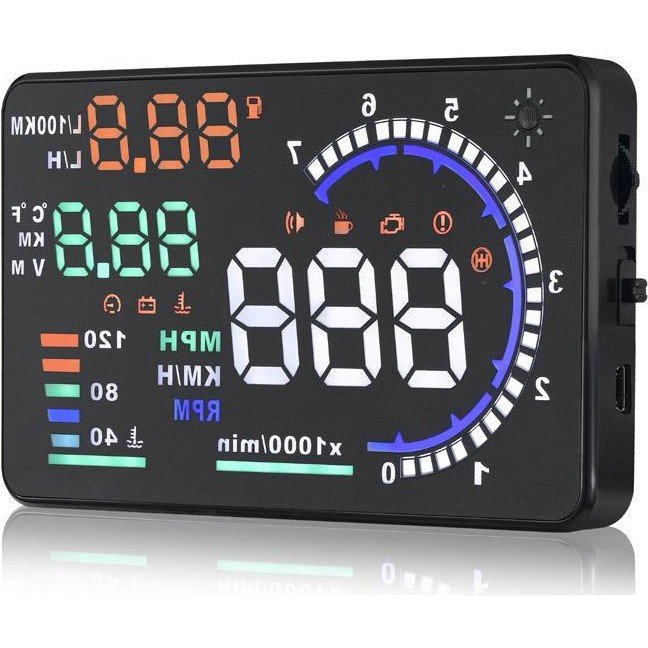 9826419703858.jpg HUD A8 5.5 İnç Head Up Display OBD Araç Bilgisi Cam Yansıtma Cihazı - Görsel 4
